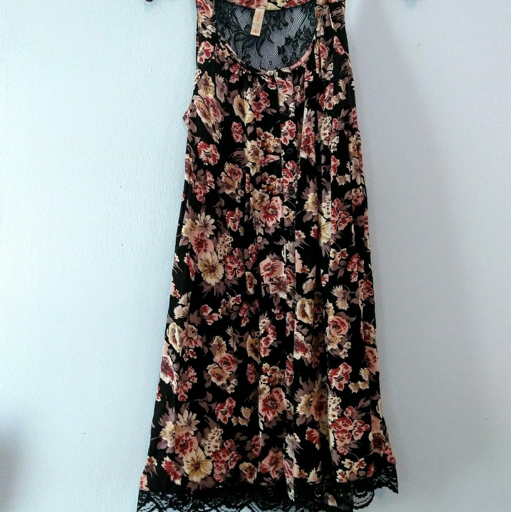 Floral And Lace Button Up Summer Dress